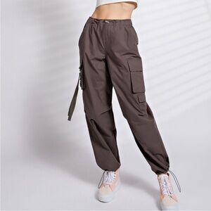 Women's Casual Cargo Joggers - Brown